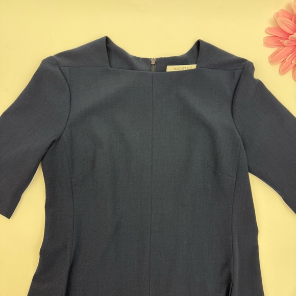 MM Lafleur Emily Dress Recycled Wonder Tex Square Neck A-Line Navy Blue Midnight - Picture 6 of 15